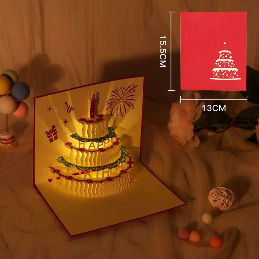 Musical Birthday Card, 3D Card with Light & Music, Pop Up Card, Pop-up Card
